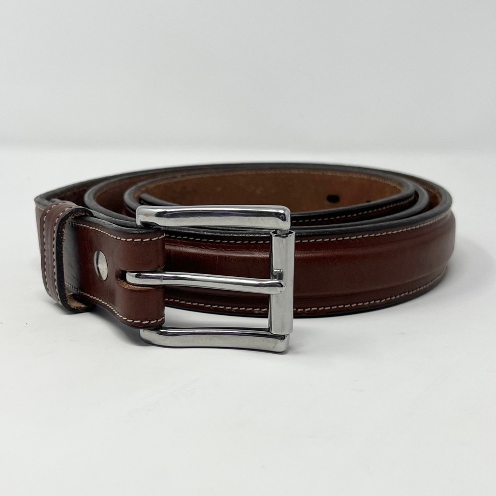 Hanks Belts 100 Year Belt Mens Sz. 50 Brown Full Grain Leather Roller Buckle USA